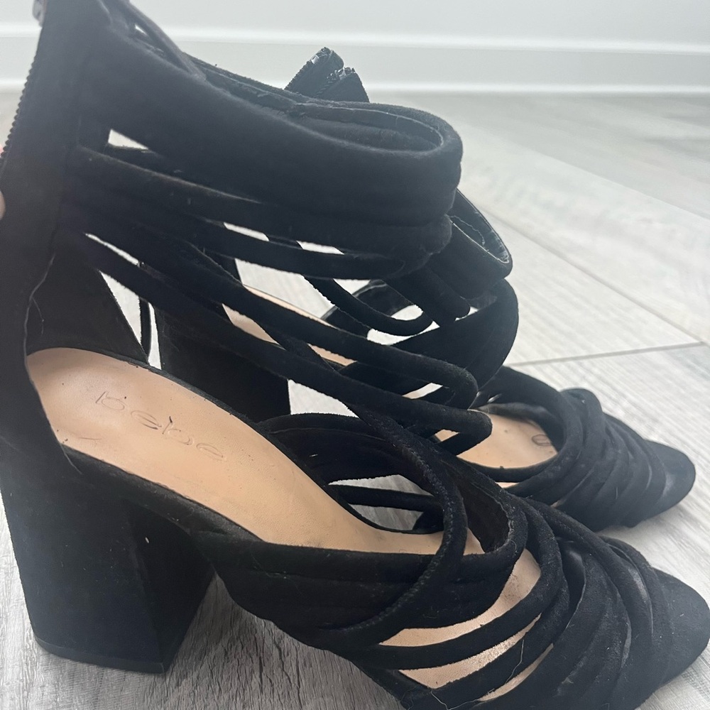 Bebe Elegant Black Strappy Heels